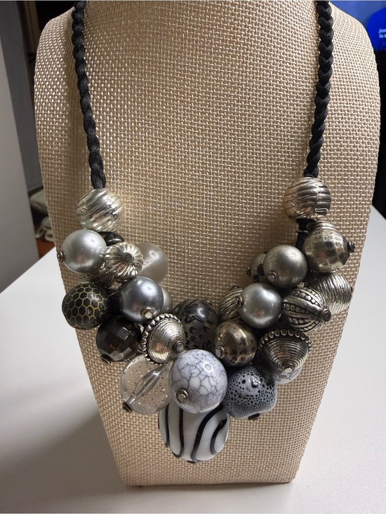 Chico's Jewelry - Chico's Black and Silver Cluster Bead Necklace
